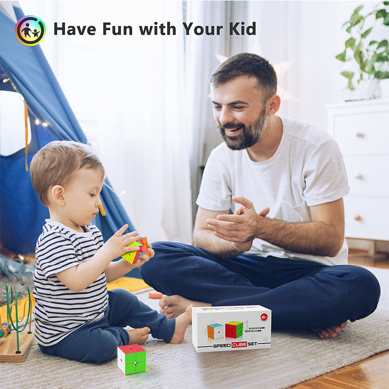Vdealen Speed Cube Set, 2x2x2 3x3x3 Magic Cube Set, Puzzle Cube Toys Birthday Party Christmas Stocking Stuffers Gift for Kids Teens Adults(No Sticker)