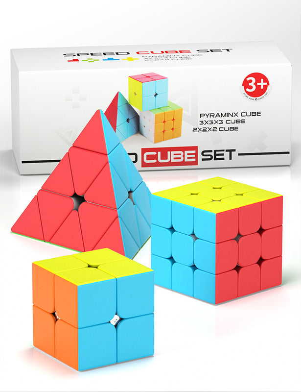 Vdealen Speed Cube Set, 2x2x2 3x3x3 Pyramid Magic Cube Set, Puzzle Cube Toys Birthday Party Christmas Stocking Stuffers Gift for Kids Teens Adults(Stickerless)