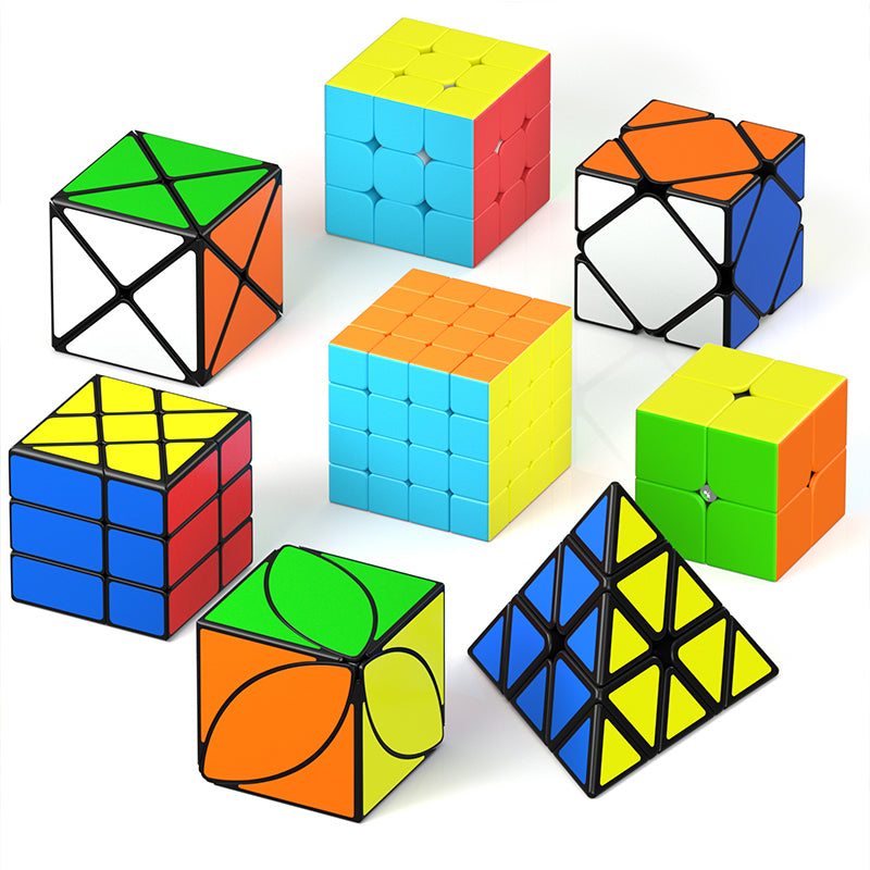 Vdealen Speed Cube Set, Magic Cube Bundle of 2x2 3x3 4x4 Pyramid Skewb Ivy Dino Windmill Puzzle Cube Pack, Christmas Birthday Party Toy Gifts for Kids Teens Adults
