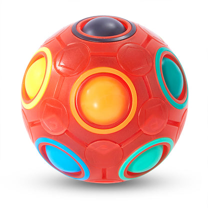 Vdealen Magic Rainbow Puzzle Ball, Fidget Ball Puzzle Brain Teaser Fidget Toy for Boys & Girls- Birthday Party Easter Valentines Christmas Stocking Stuffers for Kids Teen & Adults(Red)