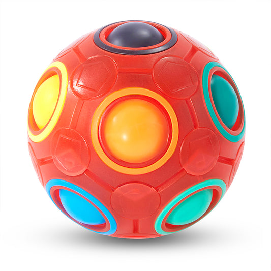 Vdealen Magic Rainbow Puzzle Ball, Fidget Ball Puzzle Brain Teaser Fidget Toy for Boys & Girls- Birthday Party Easter Valentines Christmas Stocking Stuffers for Kids Teen & Adults(Red)