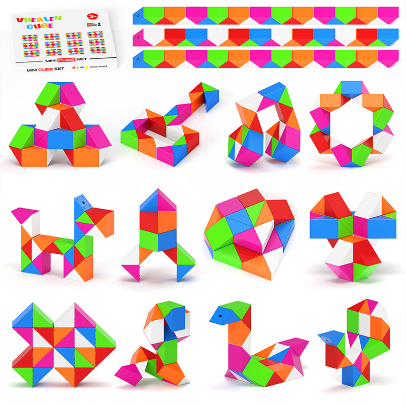 Vdealen 12 Pack Mini Fidget Snake Cube Twist Puzzle Party Favors for Kids, School Rewards&Classroom Prize for Students, Goodie Bag Stocking Stuffers, Gift for Birthday Valentine Easter Christmas