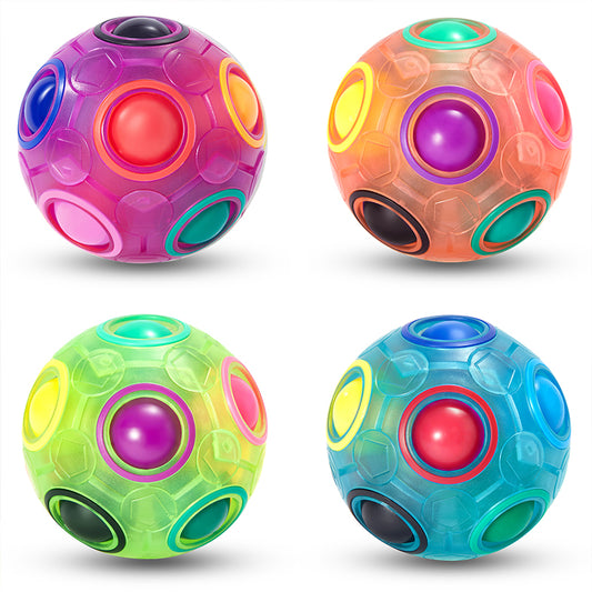 Vdealen Magic Rainbow Puzzle Ball, Fidget Ball Puzzle Brain Teaser Fidget Toy- Birthday Party Easter Valentines Christmas Stocking Stuffers for Kids Teen & Adults(White&Blue&Green)