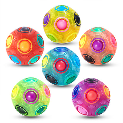 Vdealen Magic Rainbow Puzzle Ball, Fidget Ball Puzzle Brain Teaser Fidget Toy- Birthday Party Easter Valentines Day Christmas Stocking Stuffers for Kids Teen & Adults-6 Pack