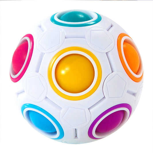 Vdealen Magic Rainbow Puzzle Ball, Fidget Ball Puzzle Brain Teaser Fidget Toy for Boys & Girls- Birthday Party Easter Valentines Christmas Stocking Stuffers for Kids Teen & Adults(Off White)