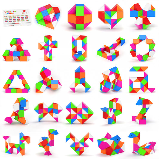 Vdealen 24 Pack Mini Fidget Snake Cube Twist Puzzle Party Favors for Kids, School Rewards&Classroom Prize for Students, Goodie Bag Stocking Stuffers, Gift for Birthday Valentine Easter Christmas