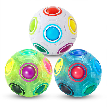 Vdealen Magic Rainbow Puzzle Ball, Fidget Ball Puzzle Brain Teaser Fidget Toy- Birthday Party Easter Valentines Christmas Stocking Stuffers for Kids Teen & Adults(White&Blue&Green)