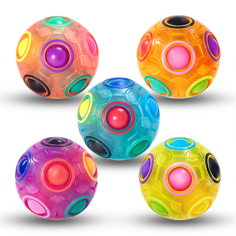 Vdealen Magic Rainbow Puzzle Ball, Fidget Ball Puzzle Brain Teaser Fidget Toy- Birthday Party Easter Valentines Christmas Stocking Stuffers for Kids Teen & Adults-5 Pack