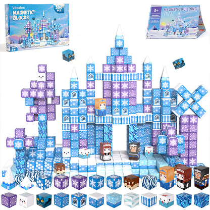 Vdealen 300 PCS Magnetic Blocks-Magnetic Building Blocks, Stacking Magnetic Cubes Toy for Kids, STEM Montessori Sensory Toys for Boys and Girls Age 3 4 5 6 7 8 9 10 11 12 Christmas Birthday Gift