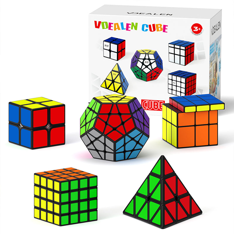 Vdealen Speed Cube Set, 2x2 4x4 Pyramid Mirror Dodecahedron Magic Cube Pack, Puzzle Cube Bundle Toys for Classroom Prizes Birthday Party, for Kids Teens Adults-5 Pack