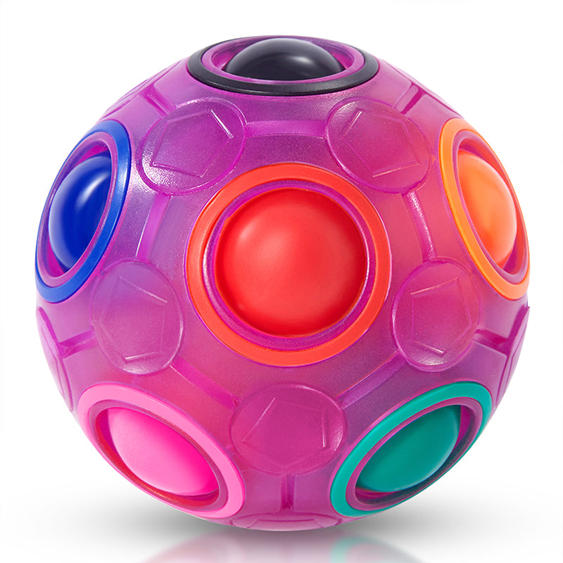 Vdealen Magic Rainbow Puzzle Ball, Fidget Ball Puzzle Brain Teaser Fidget Toy for Boys & Girls- Birthday Party Easter Valentines Christmas Stocking Stuffers for Kids Teen & Adults(Purple)