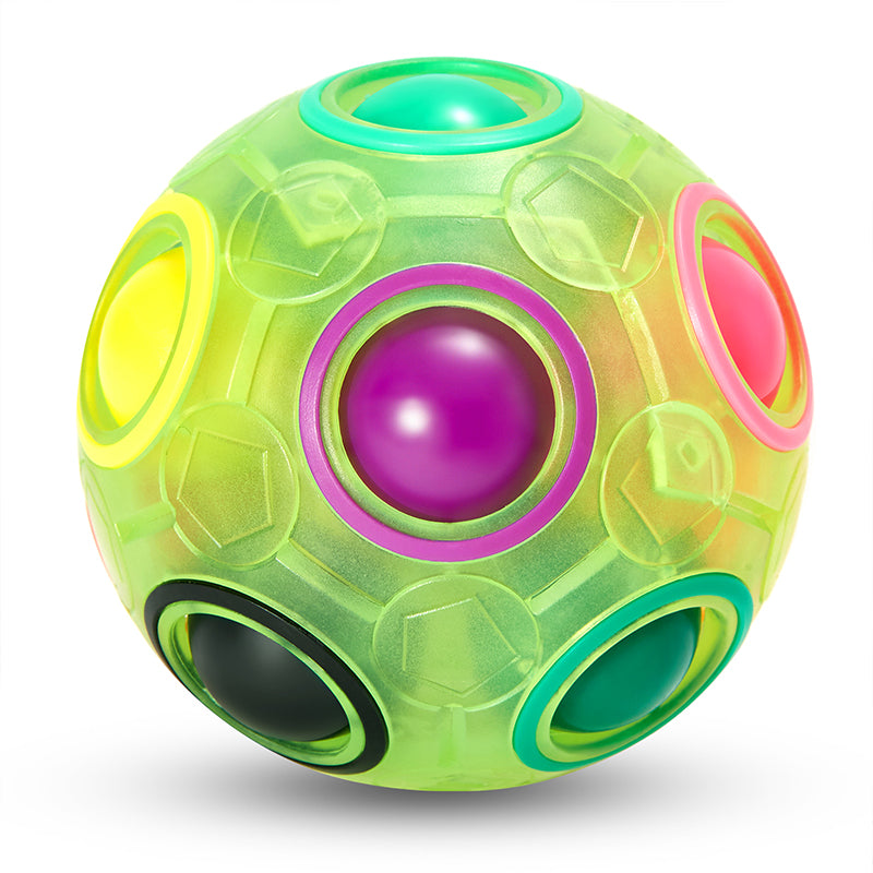 Vdealen Magic Rainbow Puzzle Ball, Fidget Ball Puzzle Brain Teaser Fidget Toy for Boys & Girls- Birthday Party Easter Valentines Christmas Stocking Stuffers for Kids Teen & Adults(Green)