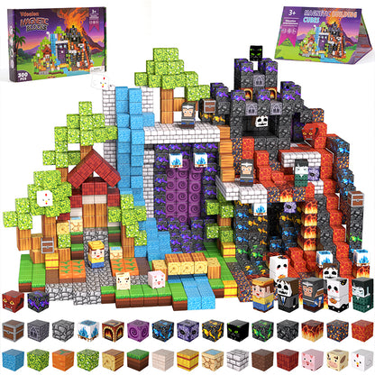 Vdealen 300 PCS Magnetic Blocks-Magnetic Building Blocks, Stacking Magnetic Cubes Toy for Kids, STEM Montessori Sensory Toys for Boys and Girls Age 3 4 5 6 7 8 9 10 11 12 Christmas Birthday Gift