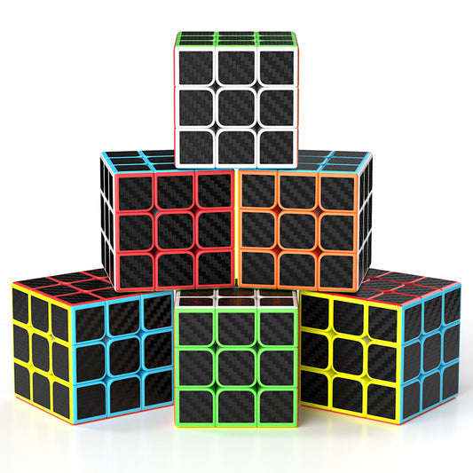 Vdealen 3x3x3 Speed Cube Set, 6 Pack Speed Cube Bulk Magic Cube Set, School Classroom Prize for Students Birthday Party Favors Stocking Stuffers Gifts for Kids Teens Adults(Carbon Fiber Sticker)