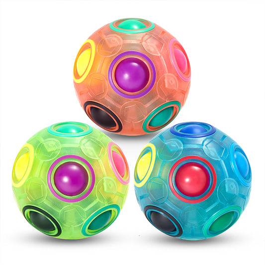 Vdealen Magic Rainbow Puzzle Ball, Fidget Ball Puzzle Brain Teaser Fidget Toy- Birthday Party Easter Valentines Day Christmas Stocking Stuffers for Kids Teen & Adults(Pink&Blue&Green)