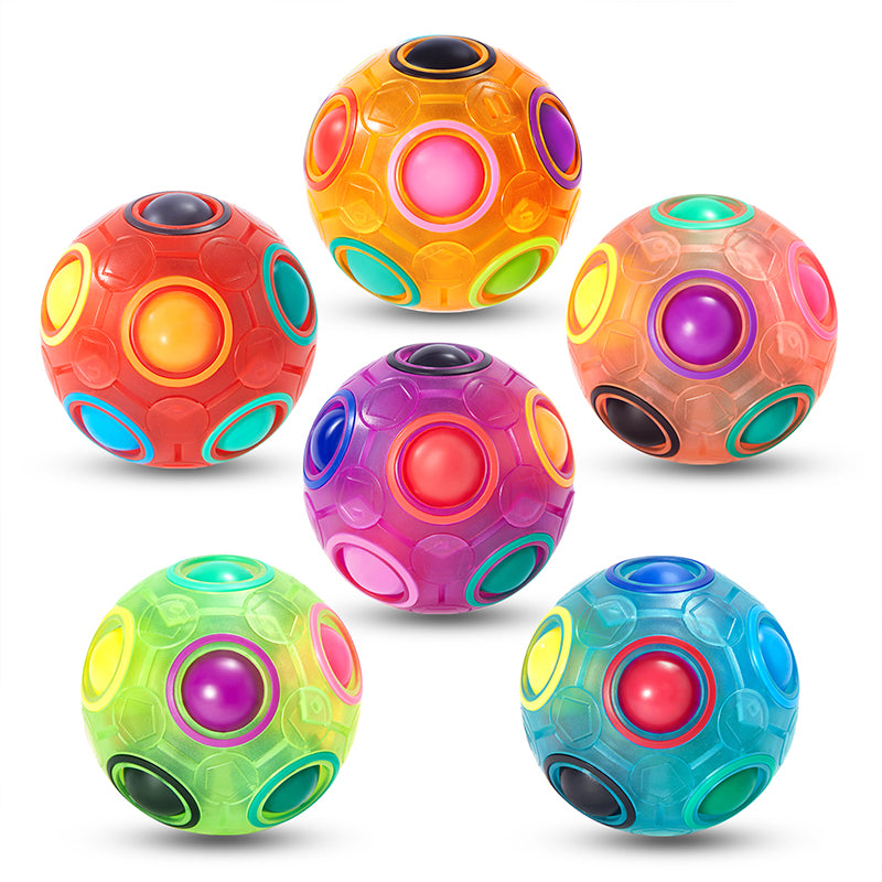 Vdealen Magic Rainbow Puzzle Ball, Fidget Ball Puzzle Brain Teaser Fidget Toy- Birthday Party Easter Valentines Christmas Stocking Stuffers for Kids Teen & Adults-6 Pack