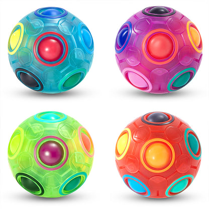 Vdealen Magic Rainbow Puzzle Ball, Fidget Ball Puzzle Game Fun Stress Reliever Magic Ball Brain Teaser Fidget Toys for Children Teens & Adults-4 Pack