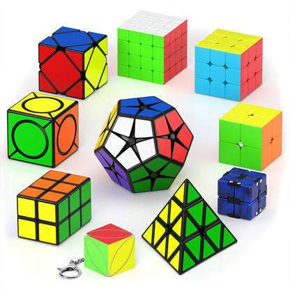 Vdealen Speed Cube Set, Magic Cube Pack of 2x2 3x3 4x4 2x2x3 Pyramid Skewb Dodecahedron Six Spot Infinite Ivy Puzzle Cube Bundle, Christmas Birthday Party Toy Gifts for Kids Teens Adults (10 Pack)