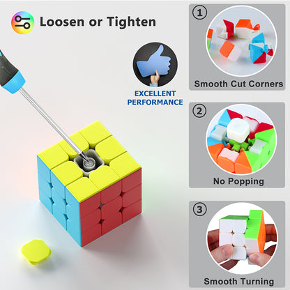 Vdealen Speed Cube Set, 2x2x2 3x3x3 Magic Cube Set, Puzzle Cube Toys Birthday Party Christmas Stocking Stuffers Gift for Kids Teens Adults(No Sticker)