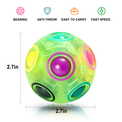 Vdealen Magic Rainbow Puzzle Ball, Fidget Ball Puzzle Brain Teaser Fidget Toy for Boys & Girls- Birthday Party Easter Valentines Christmas Stocking Stuffers for Kids Teen & Adults(Green)