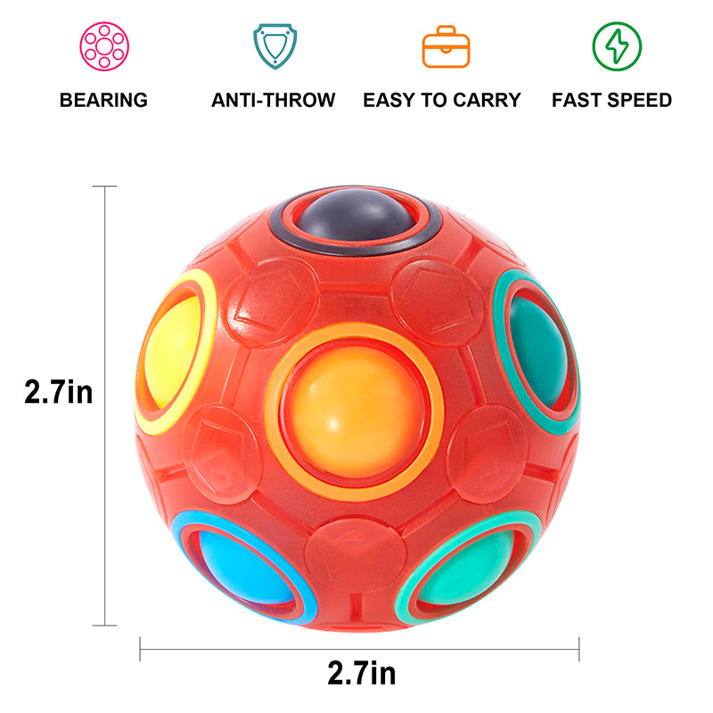Vdealen Magic Rainbow Puzzle Ball, Fidget Ball Puzzle Brain Teaser Fidget Toy for Boys & Girls- Birthday Party Easter Valentines Christmas Stocking Stuffers for Kids Teen & Adults(Red)