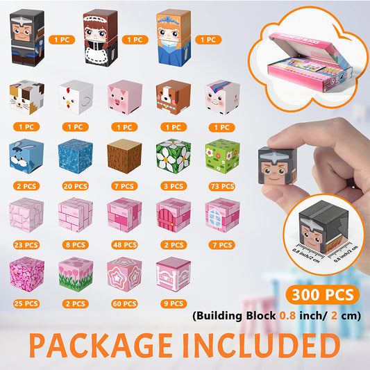 Vdealen 300 PCS Magnetic Blocks-Magnetic Building Blocks, Stacking Magnetic Cubes Toy for Kids, STEM Montessori Sensory Toys for Boys and Girls Age 3 4 5 6 7 8 9 10 11 12 Christmas Birthday Gift