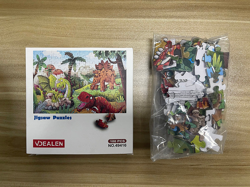 Vdealen 100 Piece Dinosaur Puzzle for Toddler Children Learning Educational Puzzles Toys for Kids Ages 4-8, Educational Jigsaw Puzzle Toy for Boys & Girls, Preschool Learning Puzzle with Colorful Cartoon Dinosaurs