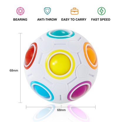 Vdealen Magic Rainbow Puzzle Ball, Fidget Ball Puzzle Brain Teaser Fidget Toy- Birthday Party Easter Valentines Christmas Stocking Stuffers for Kids Teen & Adults(White&Blue&Green)