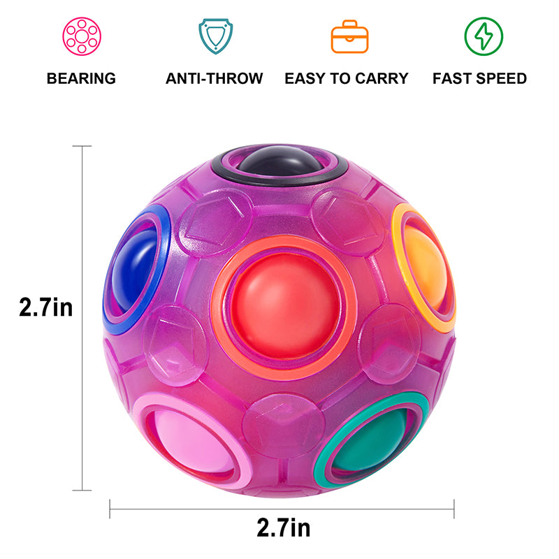 Vdealen Magic Rainbow Puzzle Ball, Fidget Ball Puzzle Brain Teaser Fidget Toy for Boys & Girls- Birthday Party Easter Valentines Christmas Stocking Stuffers for Kids Teen & Adults(Purple)