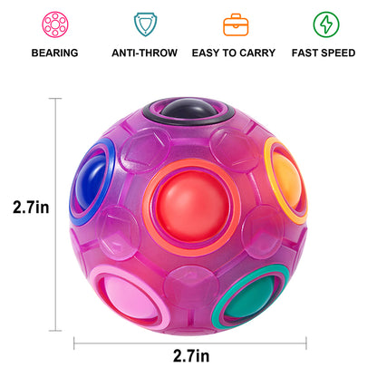 Vdealen Magic Rainbow Puzzle Ball, Fidget Ball Puzzle Brain Teaser Fidget Toy for Boys & Girls- Birthday Party Easter Valentines Christmas Stocking Stuffers for Kids Teen & Adults(Purple)