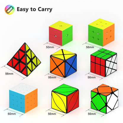 Vdealen Speed Cube Set, Magic Cube Bundle of 2x2 3x3 4x4 Pyramid Skewb Ivy Dino Windmill Puzzle Cube Pack, Christmas Birthday Party Toy Gifts for Kids Teens Adults
