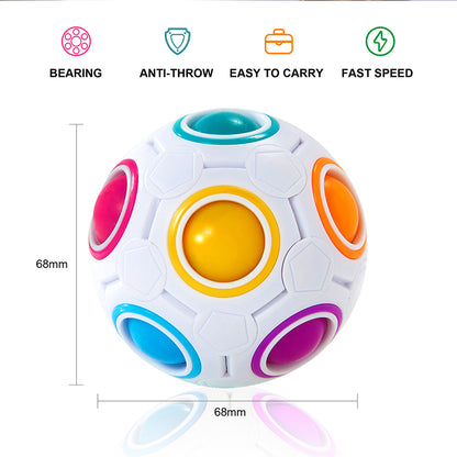 Vdealen Magic Rainbow Puzzle Ball, Fidget Ball Puzzle Brain Teaser Fidget Toy for Boys & Girls- Birthday Party Easter Valentines Christmas Stocking Stuffers for Kids Teen & Adults(Off White)
