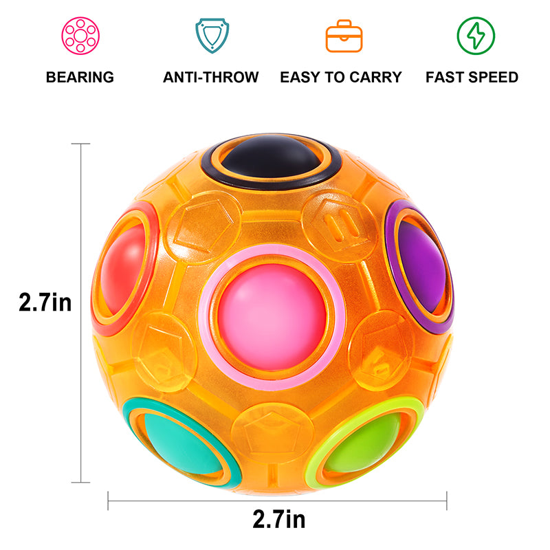 Vdealen Magic Rainbow Puzzle Ball, Fidget Ball Puzzle Brain Teaser Fidget Toy for Boys & Girls- Birthday Party Easter Valentines Christmas Stocking Stuffers for Kids Teen & Adults(Orange