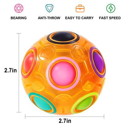 Vdealen Magic Rainbow Puzzle Ball, Fidget Ball Puzzle Brain Teaser Fidget Toy for Boys & Girls- Birthday Party Easter Valentines Christmas Stocking Stuffers for Kids Teen & Adults(Orange