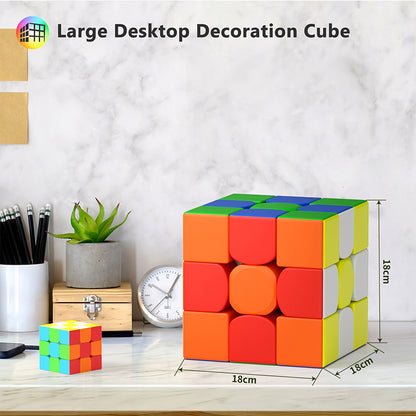 Vdealen 18CM Giant Magic Cube, Big 3x3x3 Speed Cube for Educational Cube Teaching, Brain Teasers Cubing Classroom Speed Toy, Desk Decor Birthday Party Gift for Kids Teens Adults