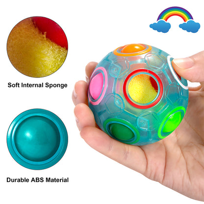 Vdealen Magic Rainbow Puzzle Ball, Fidget Ball Puzzle Game Fun Stress Reliever Magic Ball Brain Teaser Fidget Toys for Children Teens & Adults-4 Pack