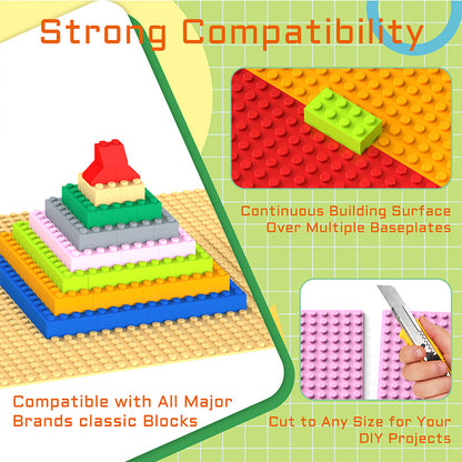 Vdealen 16 Pack Classic Baseplates 10" x 10" Large Building Plates for Building Bricks, Compatible with All Major Brands and Activity Table- Perfect STEM Gift for Builders