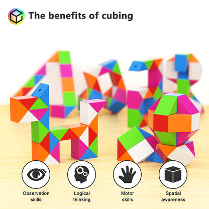 Vdealen 24 Pack Mini Fidget Snake Cube Twist Puzzle Party Favors for Kids, School Rewards&Classroom Prize for Students, Goodie Bag Stocking Stuffers, Gift for Birthday Valentine Easter Christmas