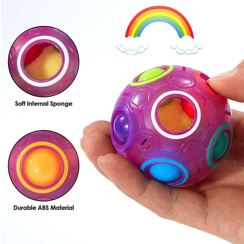 Vdealen Magic Rainbow Puzzle Ball, Fidget Ball Puzzle Brain Teaser Fidget Toy for Boys & Girls- Birthday Party Easter Valentines Christmas Stocking Stuffers for Kids Teen & Adults(Purple)