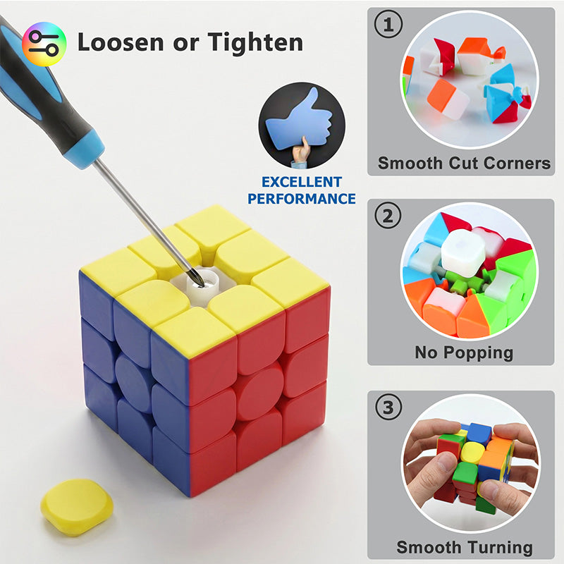 Full Size 3x3x3 Speed Cube Set, 2.2in Puzzle Party Favors Toy Stickerless Magic Cube Set, School Classroom Prize for Students, Birthday Party Stocking Stuffers Gifts for Kids Teens Adults(15 Pack)