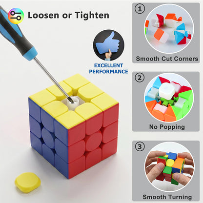 Full Size 3x3x3 Speed Cube Set, 2.2in Puzzle Party Favors Toy Stickerless Magic Cube Set, School Classroom Prize for Students, Birthday Party Stocking Stuffers Gifts for Kids Teens Adults(15 Pack)