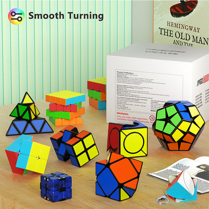 Vdealen Speed Cube Set, Magic Cube Pack of 2x2 3x3 4x4 2x2x3 Pyramid Skewb Dodecahedron Six Spot Infinite Ivy Puzzle Cube Bundle, Christmas Birthday Party Toy Gifts for Kids Teens Adults (10 Pack)