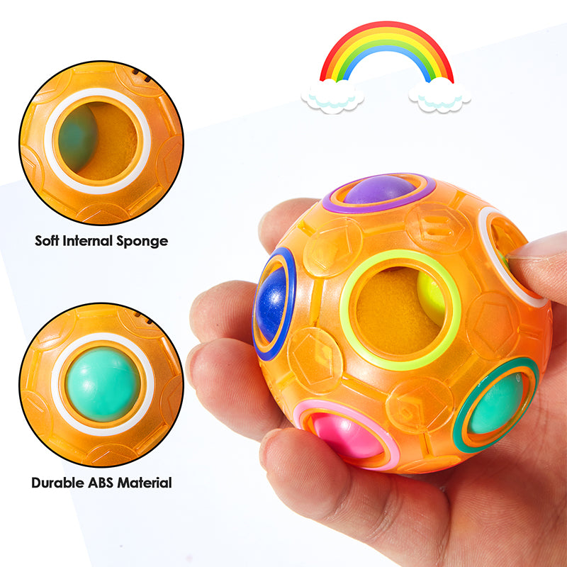 Vdealen Magic Rainbow Puzzle Ball, Fidget Ball Puzzle Brain Teaser Fidget Toy for Boys & Girls- Birthday Party Easter Valentines Christmas Stocking Stuffers for Kids Teen & Adults(Orange