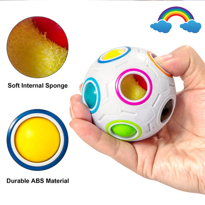 Vdealen Magic Rainbow Puzzle Ball, Fidget Ball Puzzle Brain Teaser Fidget Toy for Boys & Girls- Birthday Party Easter Valentines Christmas Stocking Stuffers for Kids Teen & Adults(Off White)