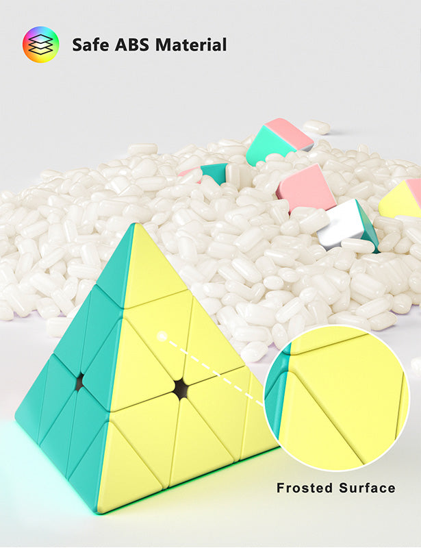 Vdealen Speed Cube Set, 2x2x2 3x3x3 Pyramid Magic Cube Set, Puzzle Cube Toys Birthday Party Christmas Stocking Stuffers Gift for Kids Teens Adults(Macaron Stickerless)