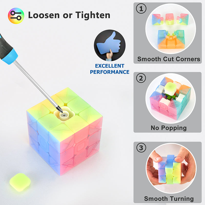 Vdealen 3x3x3 Speed Cube Set, 6 Pack Speed Cube Bulk Magic Cube Set, School Classroom Prize for Students Birthday Party Favors Stocking Stuffers Gifts for Kids Teens Adults(Jelly Stickerless)