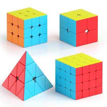 Vdealen Speed Cube Set, Puzzle Cube Bundle of 2x2x2 3x3x3 4x4x4 Pyramid Magic Cube Set, Birthday Party Christmas Stocking Stuffers Gift for Kids Teens Adults(Stickerless)