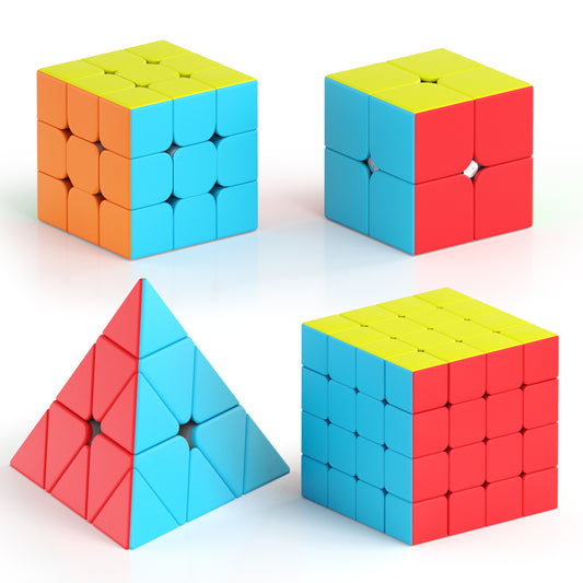Vdealen Speed Cube Set, Puzzle Cube Bundle of 2x2x2 3x3x3 4x4x4 Pyramid Magic Cube Set, Birthday Party Christmas Stocking Stuffers Gift for Kids Teens Adults(Stickerless)