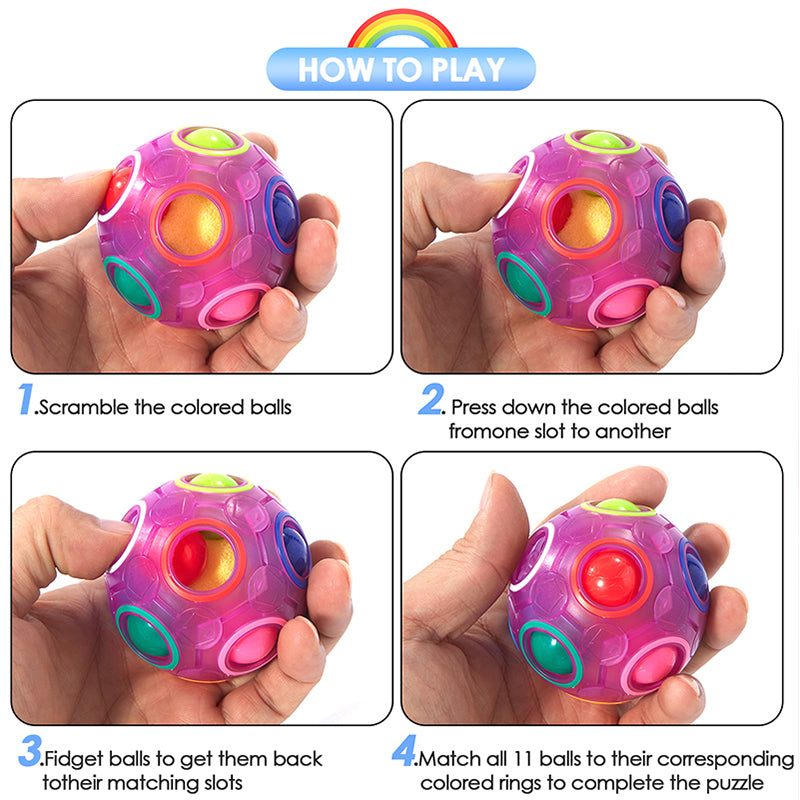 Vdealen Magic Rainbow Puzzle Ball, Fidget Ball Puzzle Brain Teaser Fidget Toy- Birthday Party Easter Valentines Christmas Stocking Stuffers for Kids Teen & Adults-5 Pack