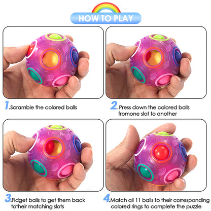 Vdealen Magic Rainbow Puzzle Ball, Fidget Ball Puzzle Brain Teaser Fidget Toy- Birthday Party Easter Valentines Christmas Stocking Stuffers for Kids Teen & Adults-5 Pack